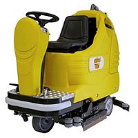 Lavapavimenti a batteria con uomo a bordo